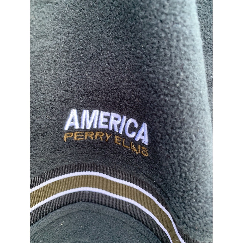 Perry Ellis America Long Sleeve Pullover 1/4 Zip Black Men's Sz L Ribbed Ex‎